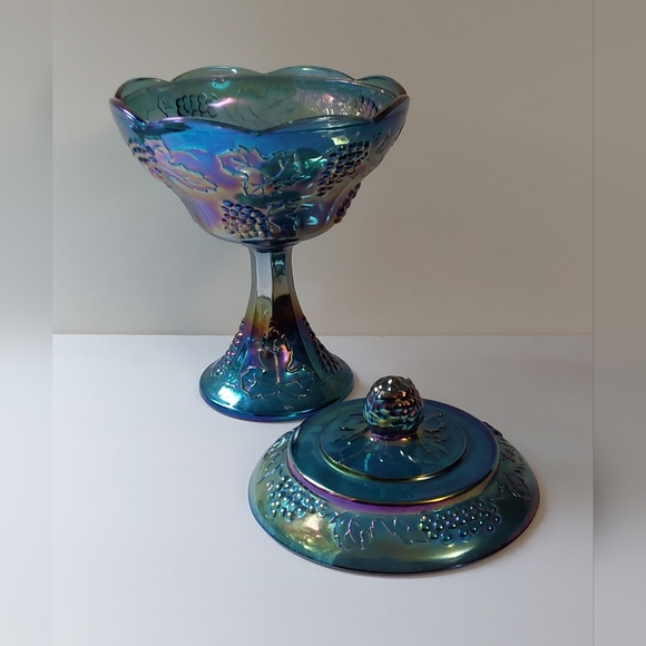 CARNIVAL GLASS by Indiana Glass -VINTAGE RARE - Candy Dish - Picture 5 of 6